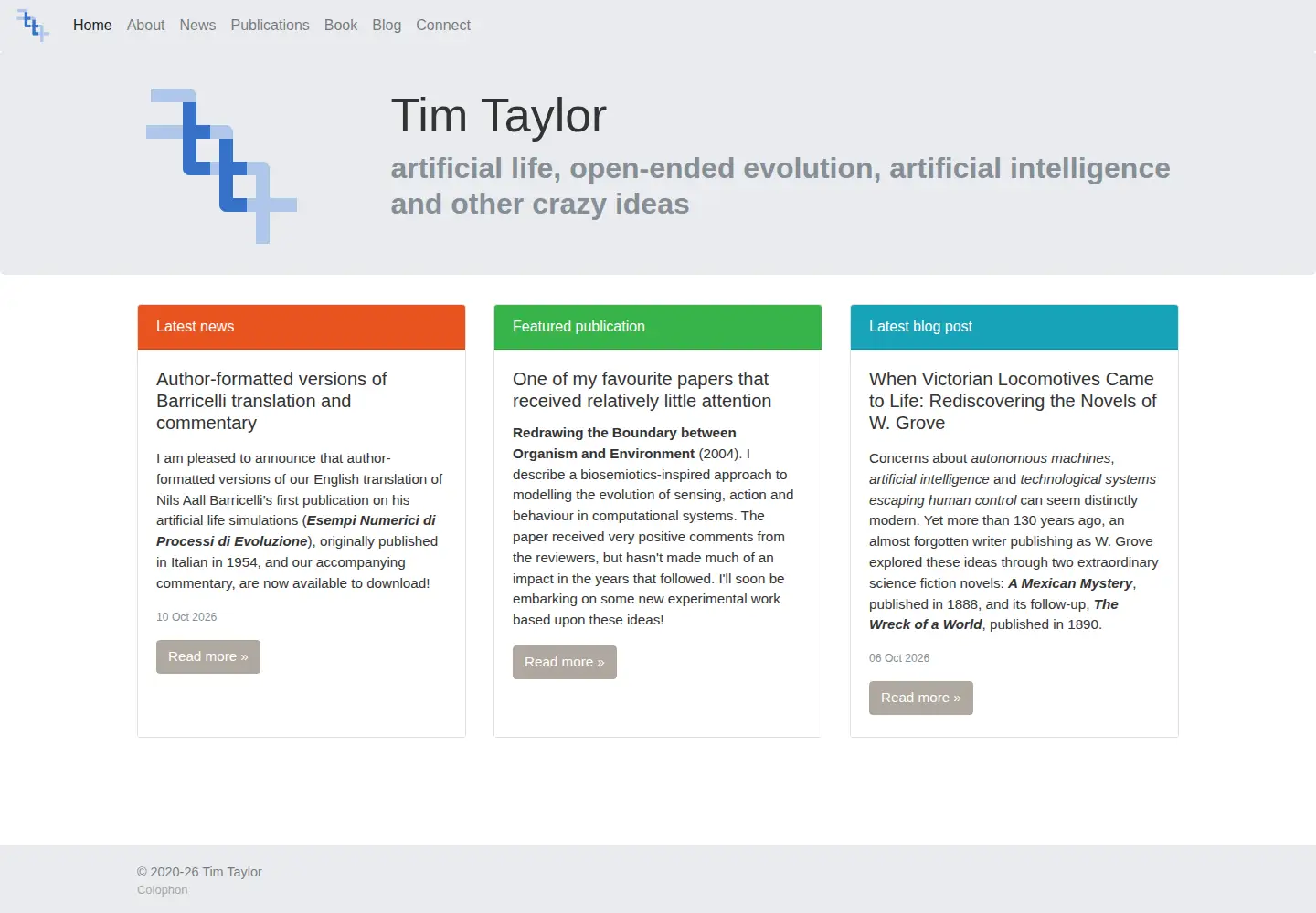 Captured homepage of tim-taylor.com in the current scan