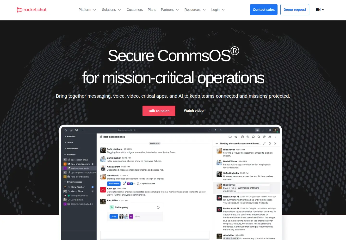 Screenshot of rocket.chat