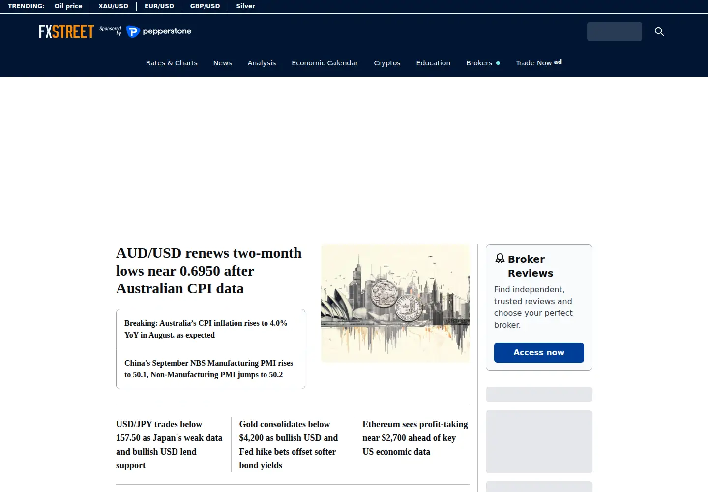 Screenshot of fxstreet.com