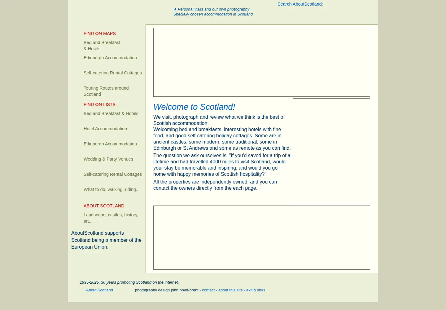 Screenshot of aboutscotland.co.uk