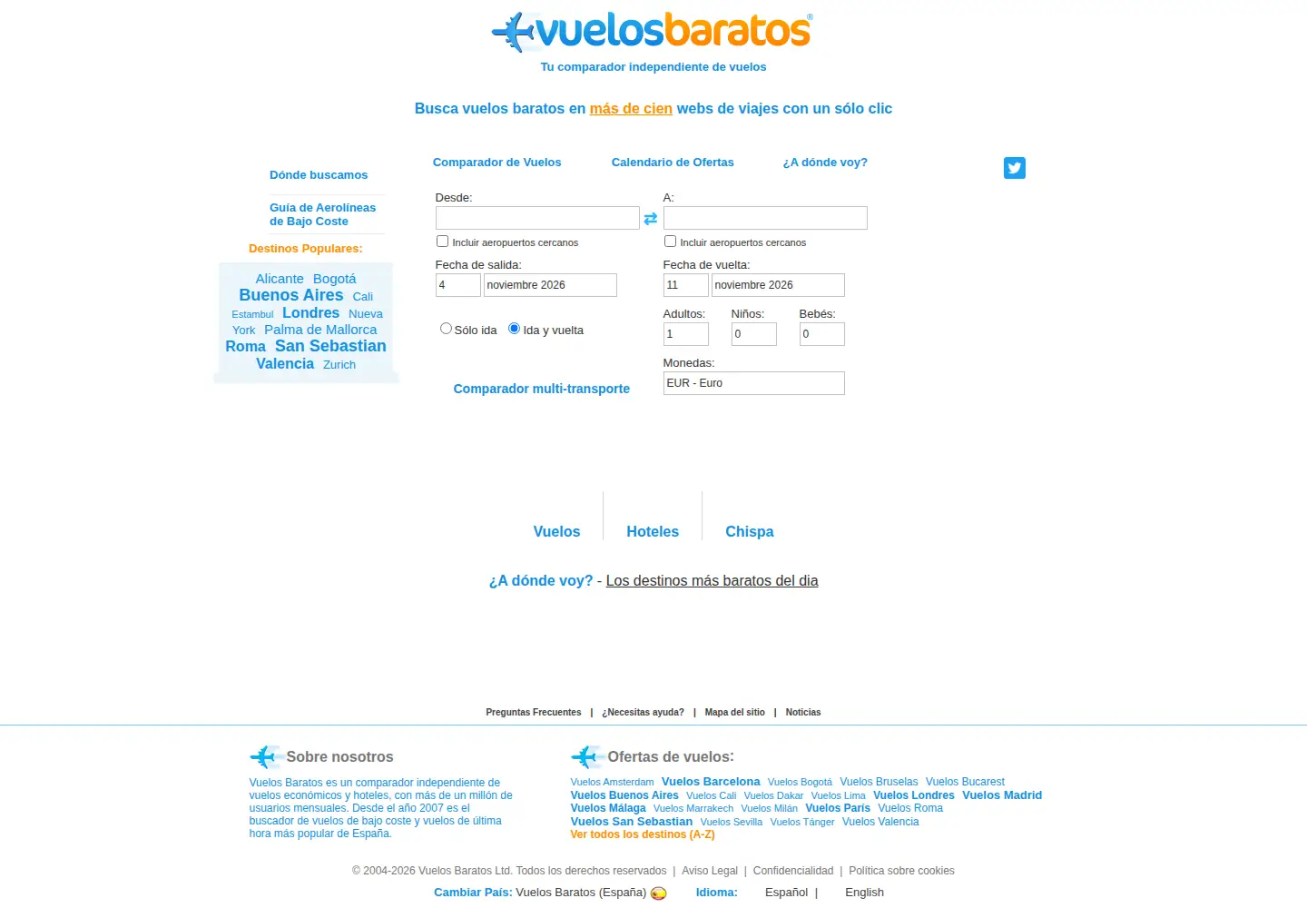 Screenshot of vuelosbaratos.es