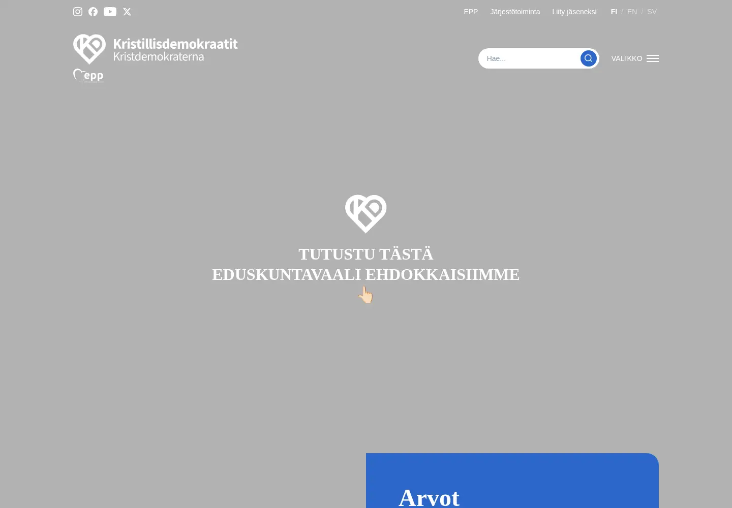 Captured homepage of kd.fi in the current scan