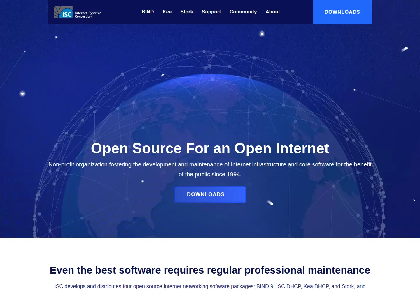 Screenshot of isc.org