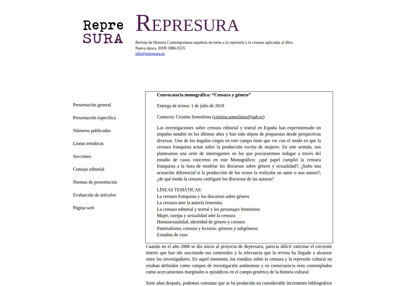 Captured homepage of represura.es in the current scan