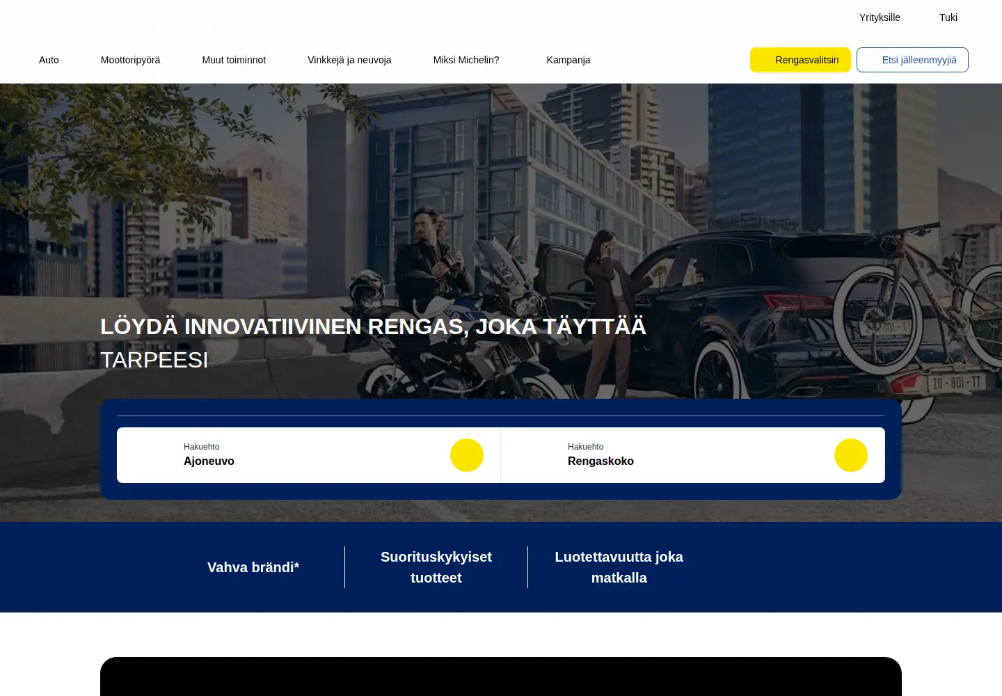 Captured homepage of michelin.fi in the current scan