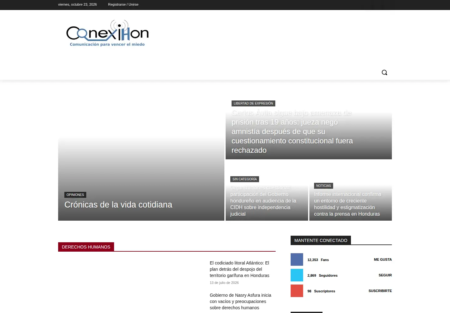 Screenshot of conexihon.hn