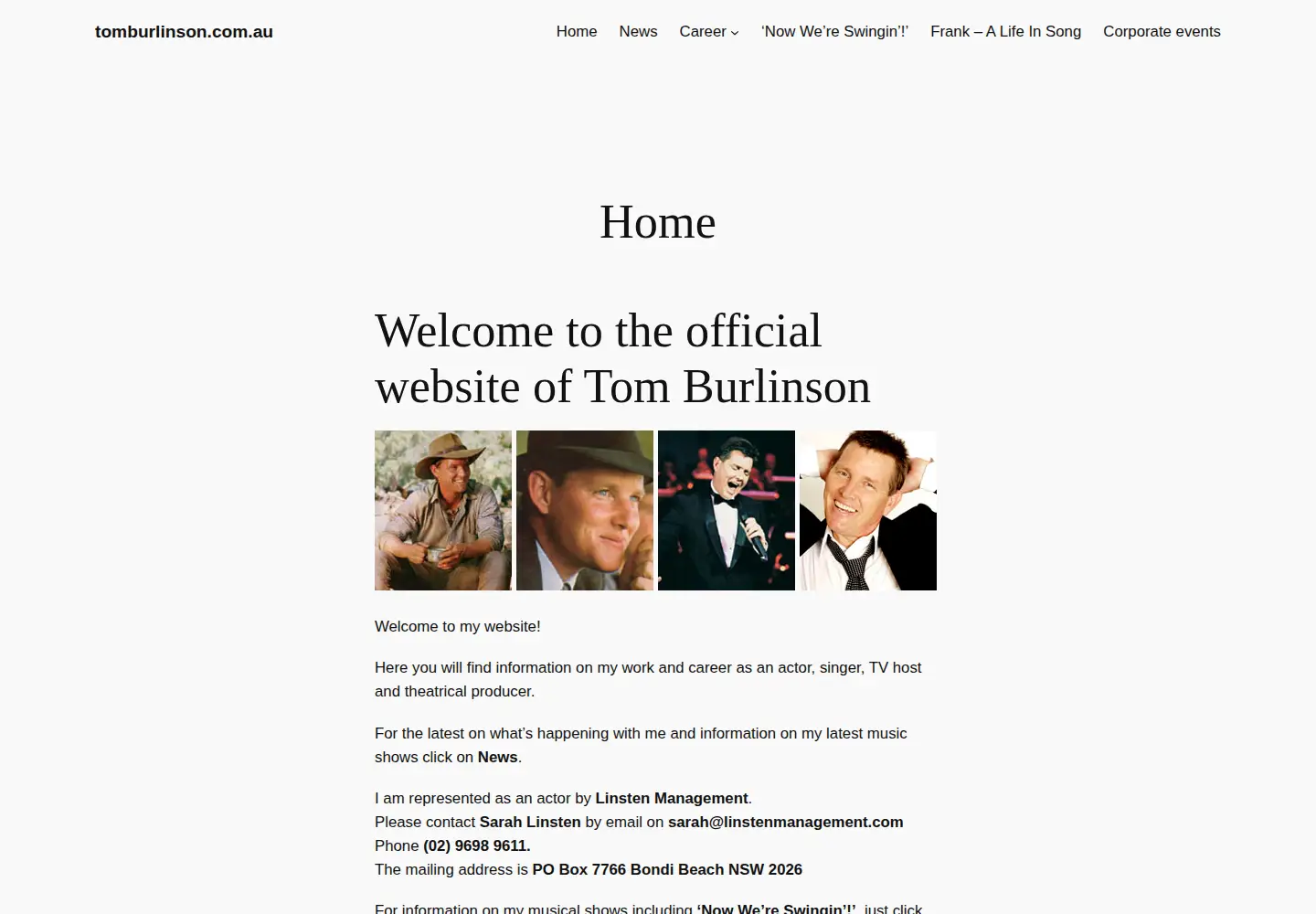 Captured homepage of tomburlinson.com.au in the current scan