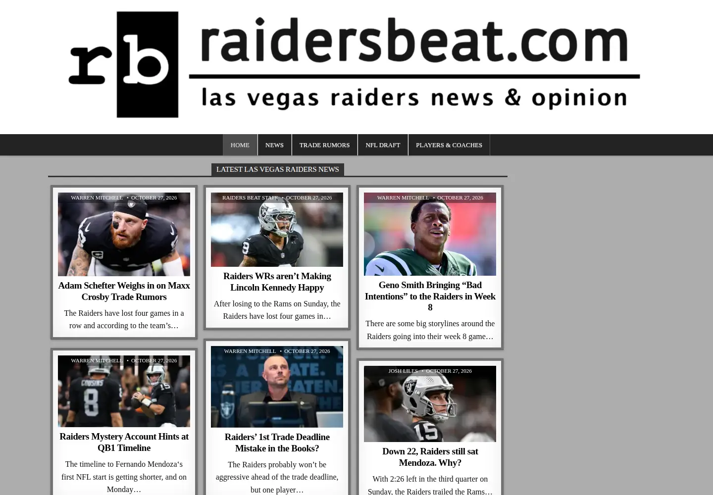 Captured homepage of raidersbeat.com in the current scan
