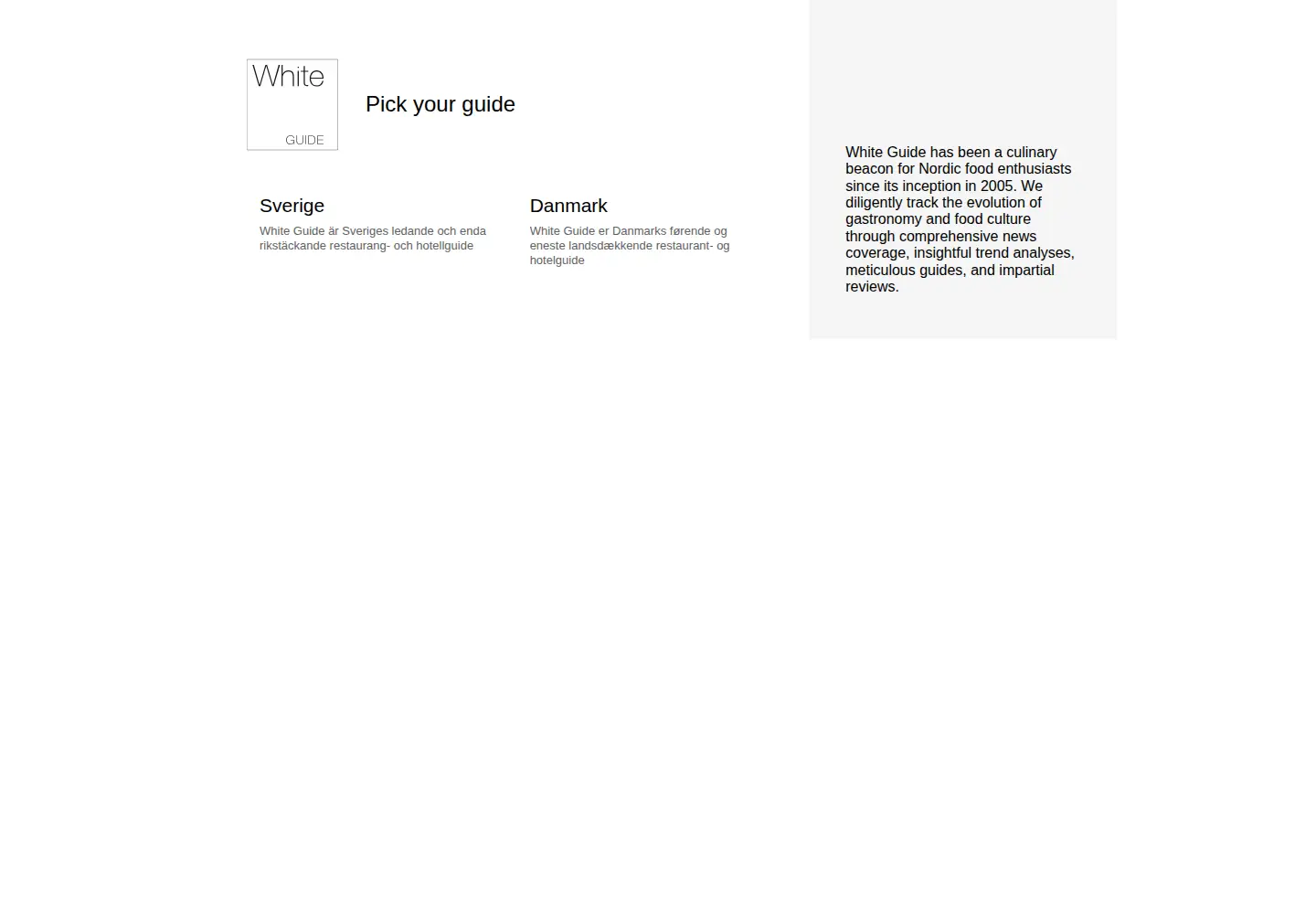 Captured homepage of whiteguide.com in the current scan