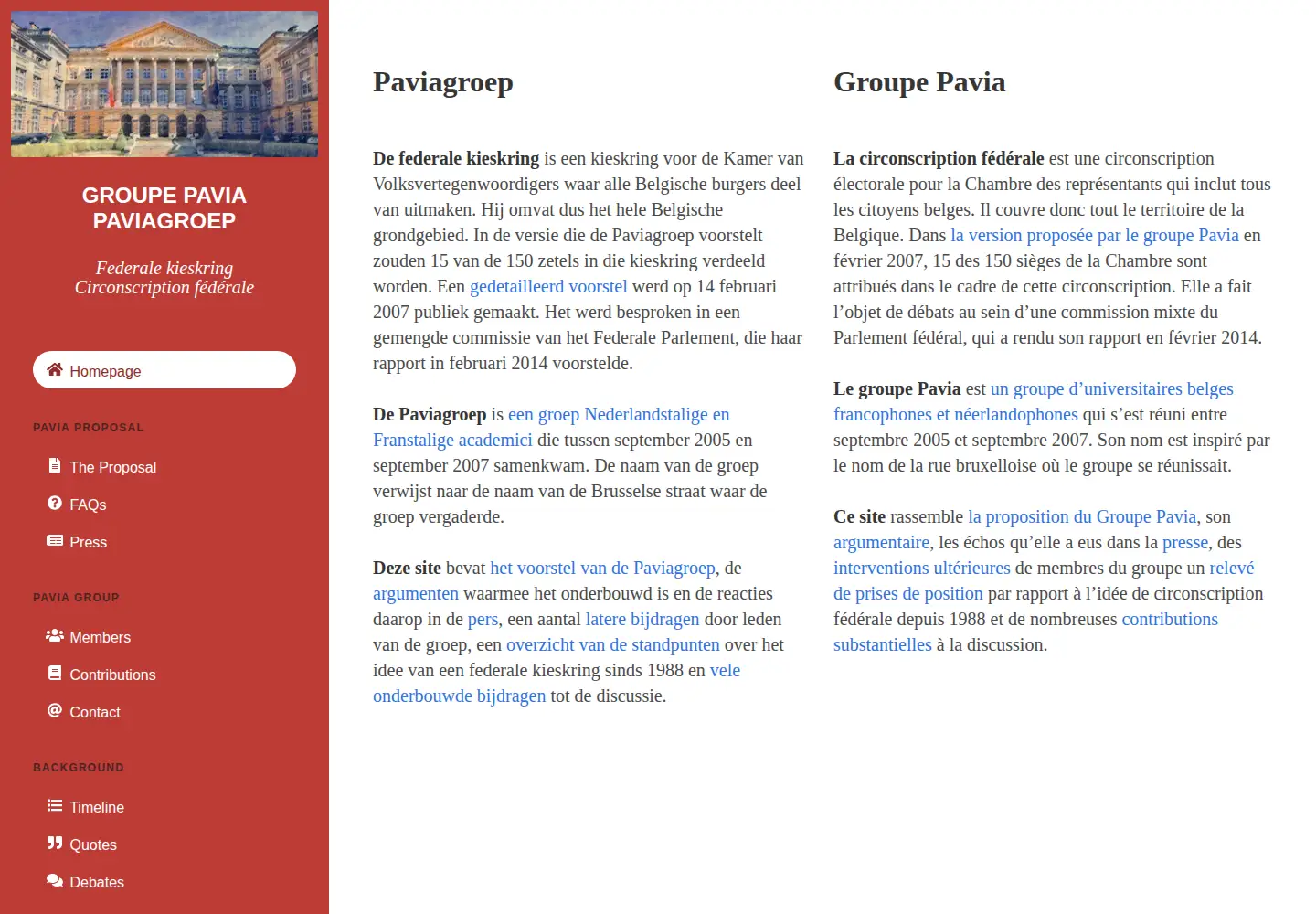 Captured homepage of paviagroup.be in the current scan