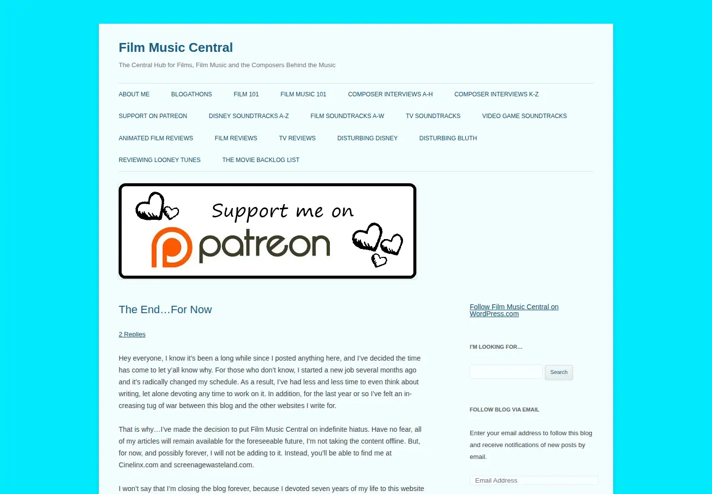 Captured homepage of filmmusiccentral.com in the current scan