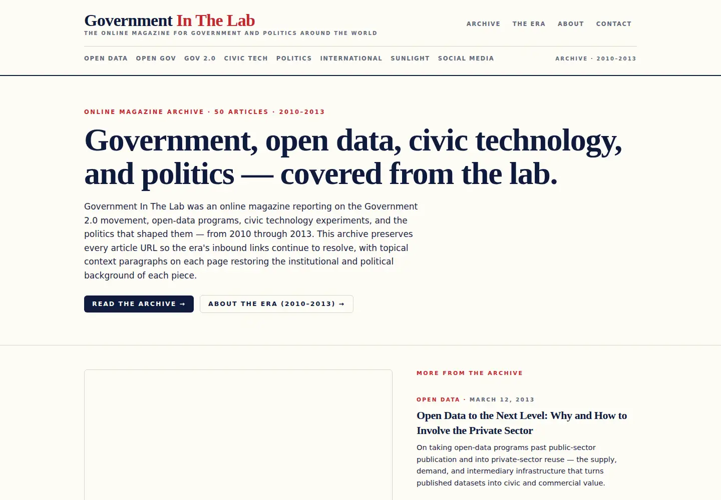 Captured homepage of govinthelab.com in the current scan
