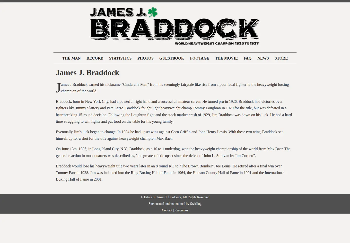 Screenshot of jamesjbraddock.com