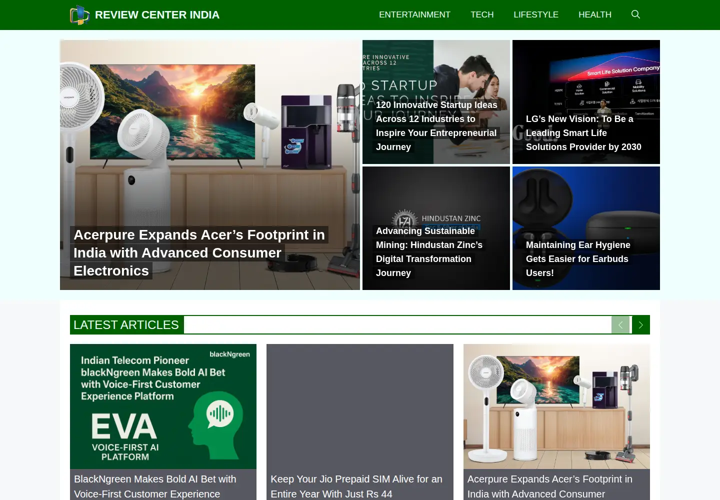 Captured homepage of reviewcenter.in in the current scan