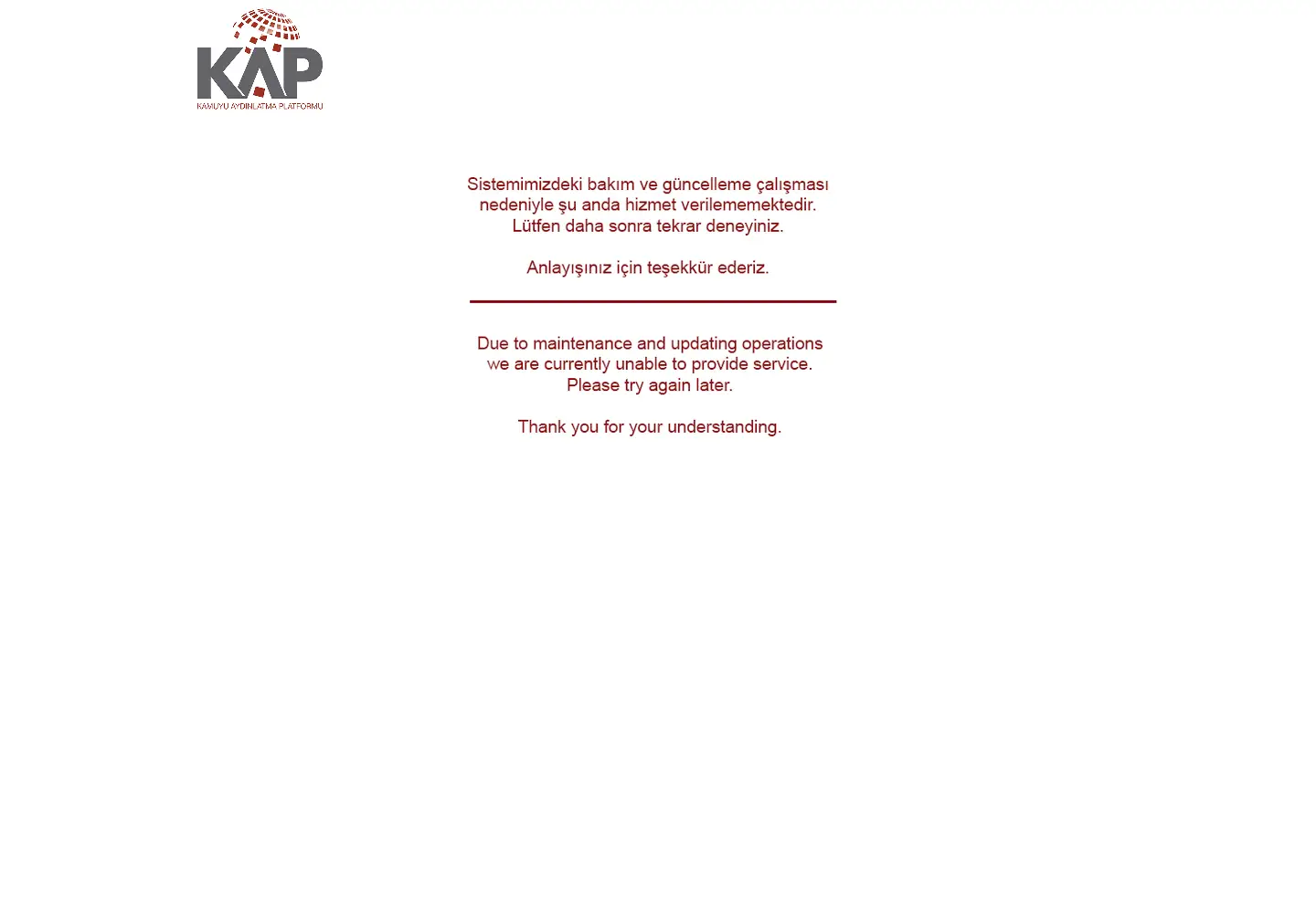 Screenshot of kap.gov.tr