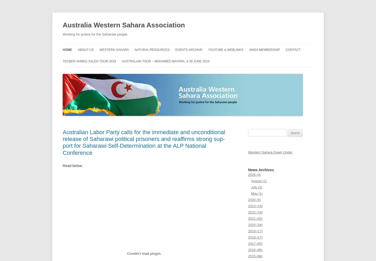 Captured homepage of awsa.org.au in the current scan