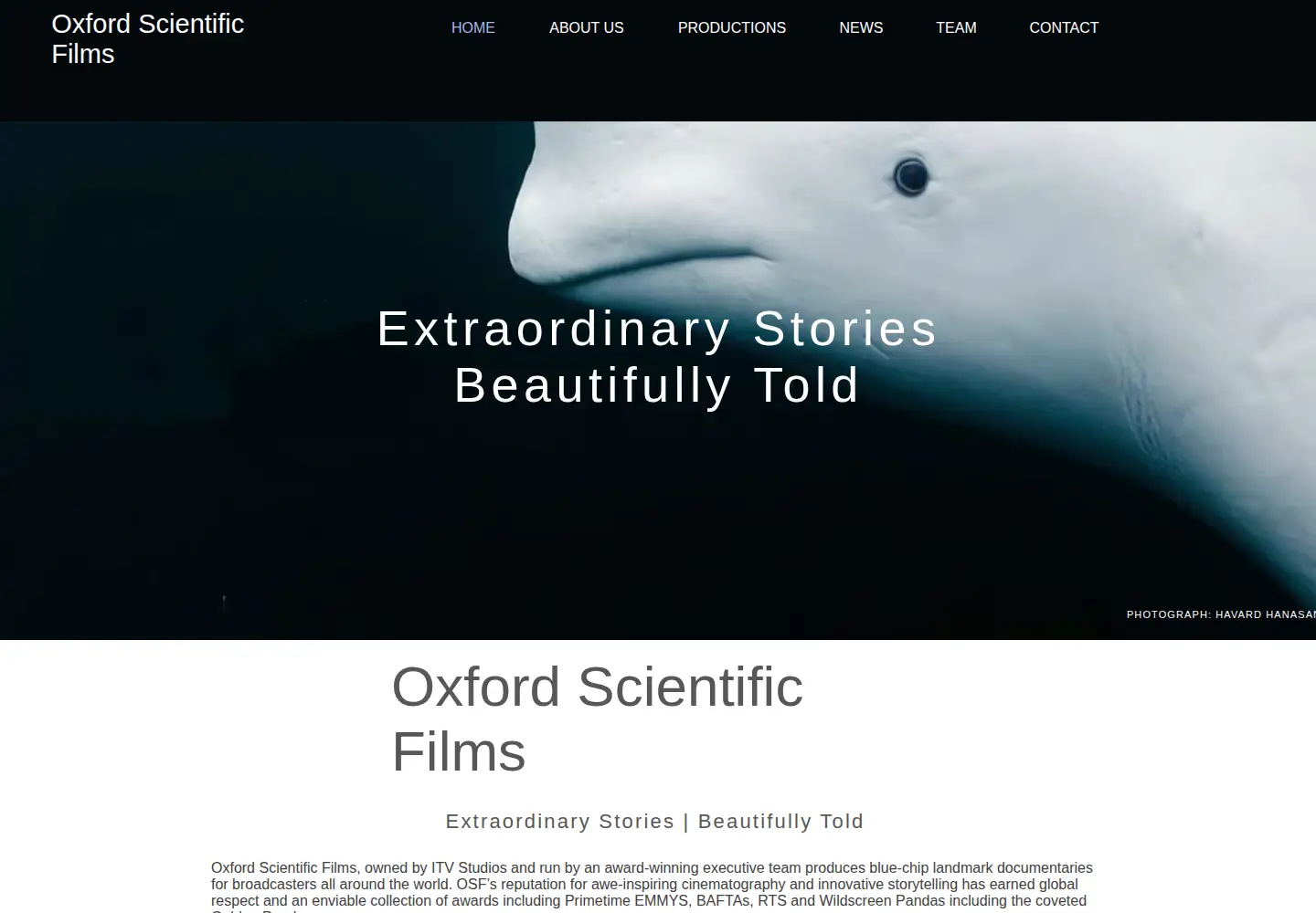 Captured homepage of oxfordscientificfilms.tv in the current scan