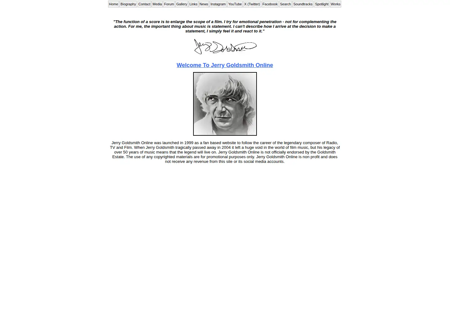 Screenshot of jerrygoldsmithonline.com