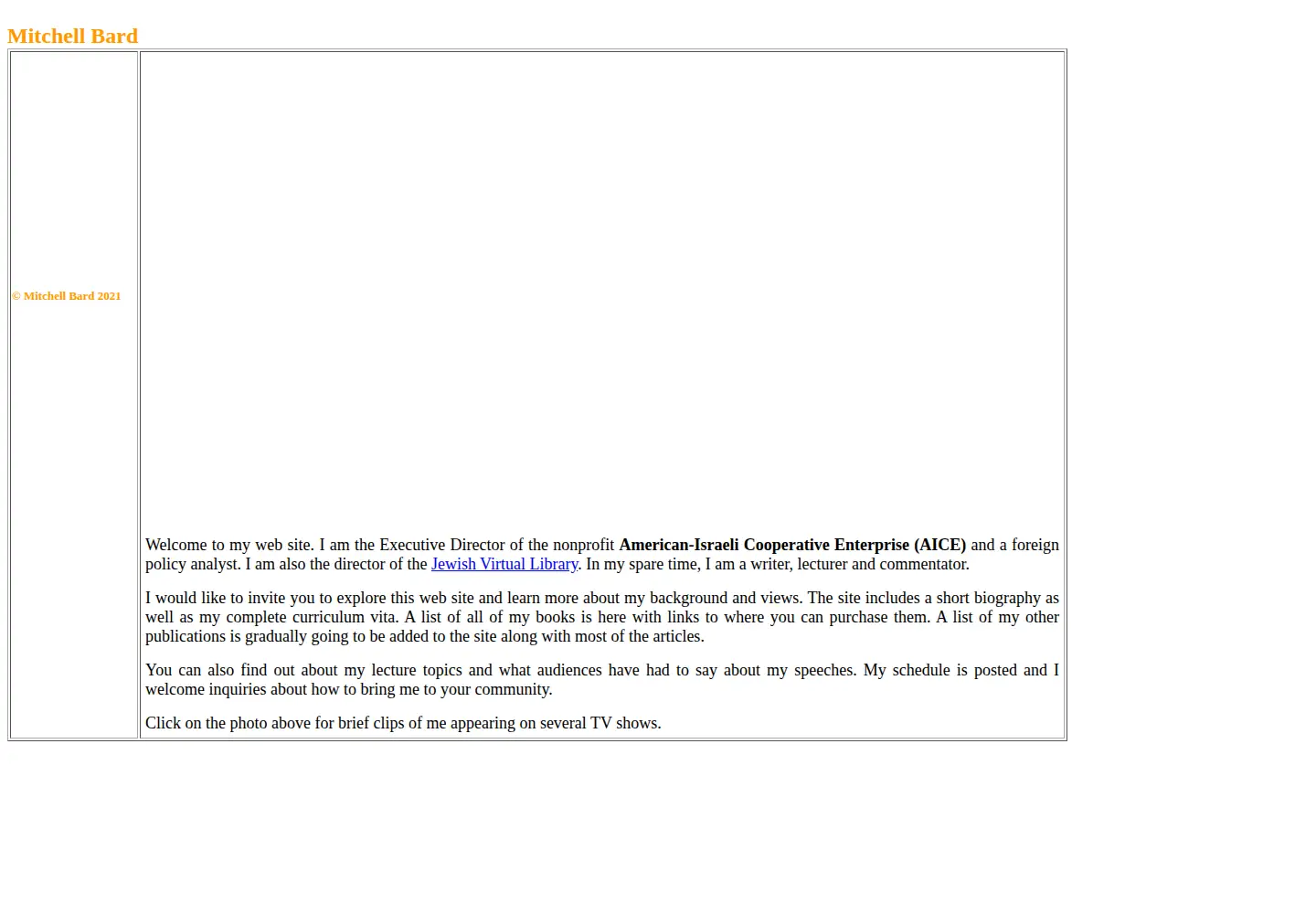 Screenshot of mitchellbard.com