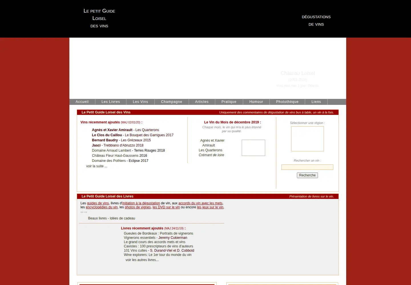 Captured homepage of chateauloisel.com in the current scan