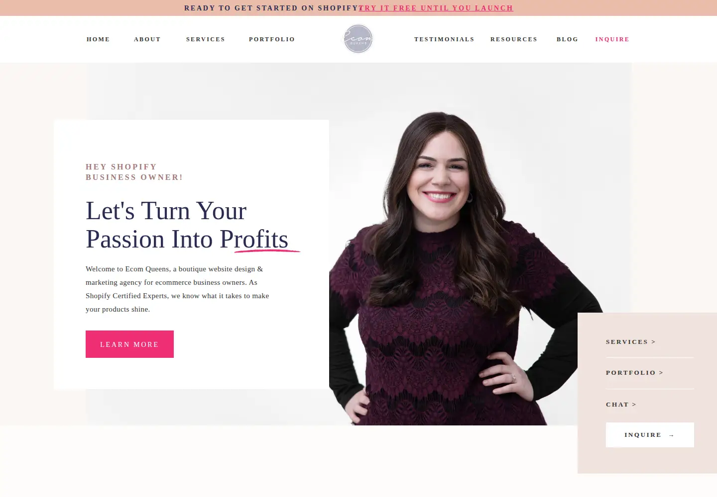 Screenshot of ecomqueens.com