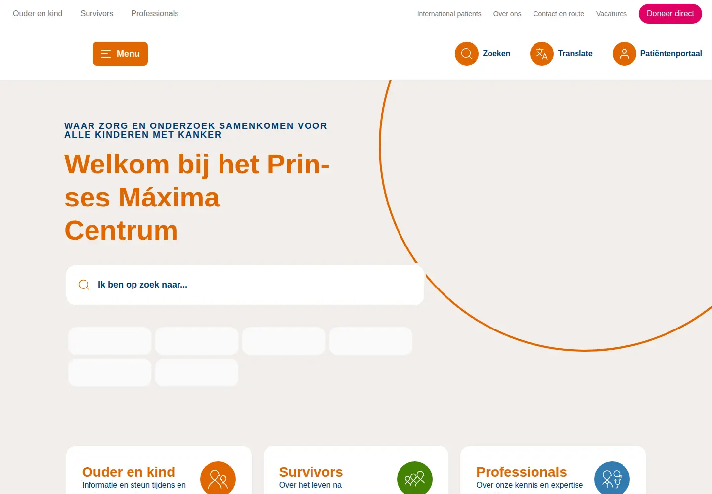 Screenshot of prinsesmaximacentrum.nl