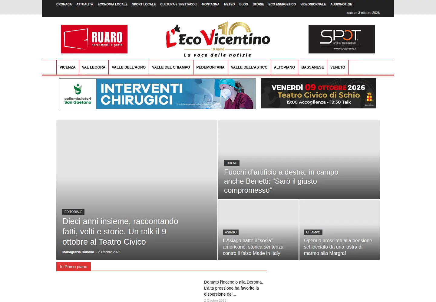 Screenshot of ecovicentino.it