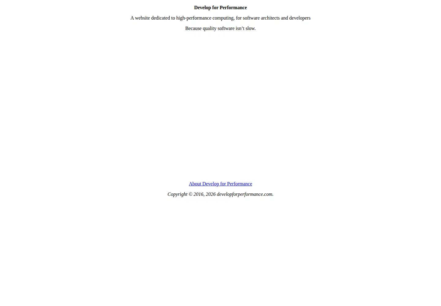 Captured homepage of developforperformance.com in the current scan