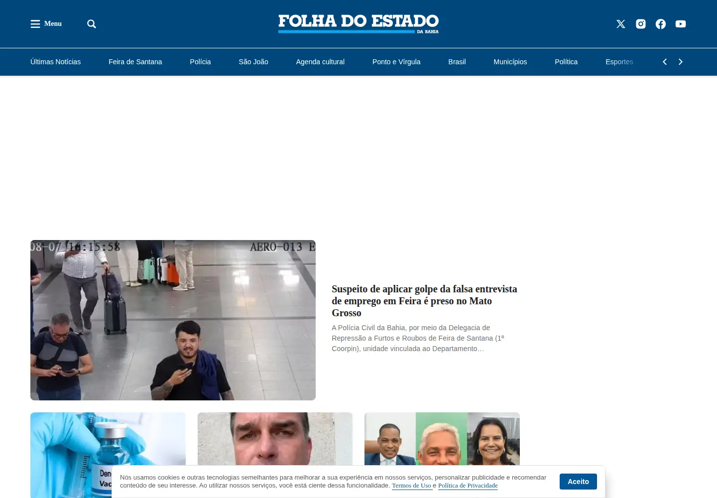 Captured homepage of jornalfolhadoestado.com in the current scan