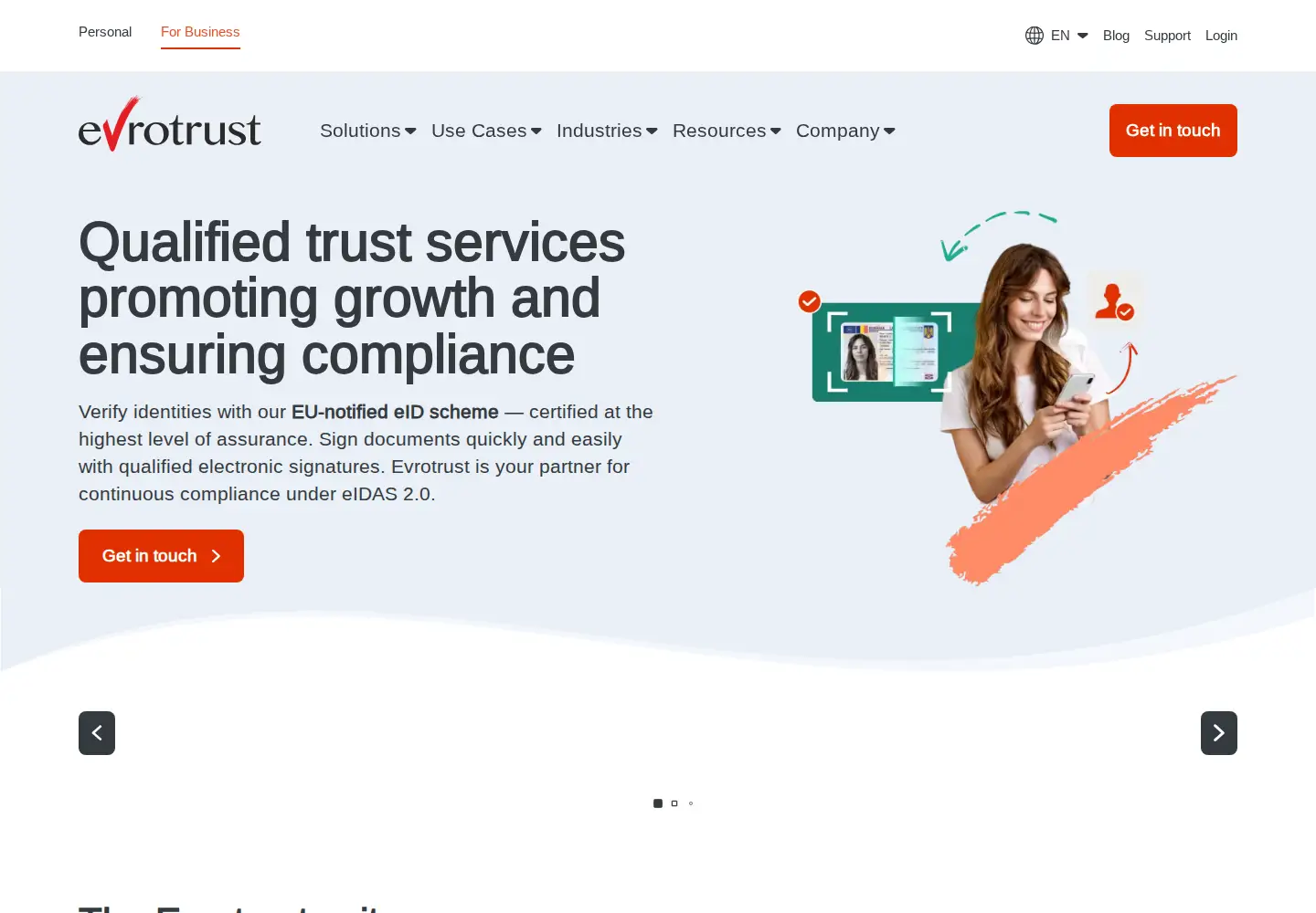 Screenshot of evrotrust.com