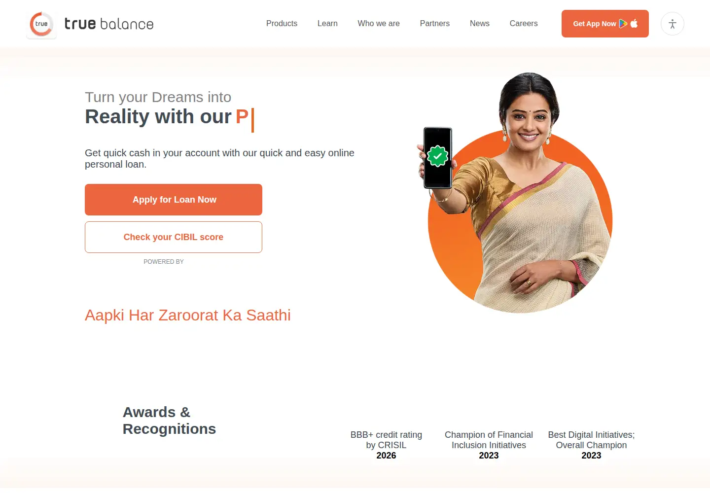 Screenshot of truebalance.io