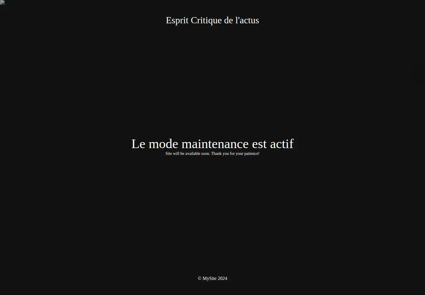 Captured homepage of espritcritique.fr in the current scan