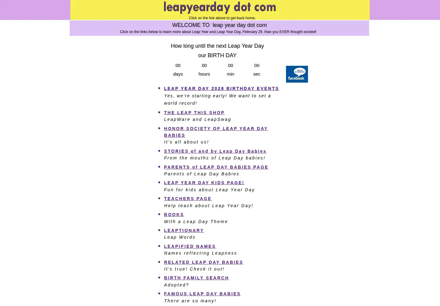 Captured homepage of leapyearday.com in the current scan