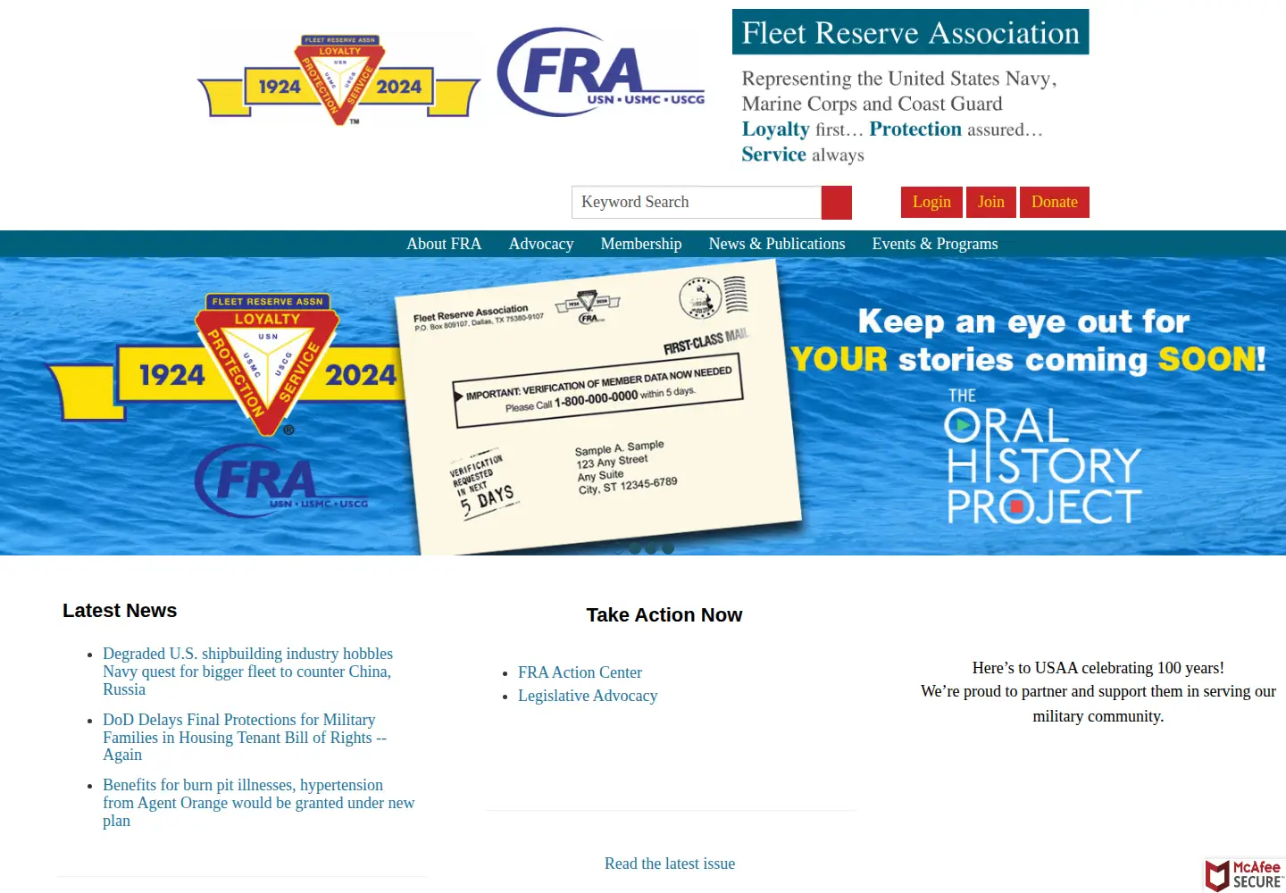 Screenshot of fra.org