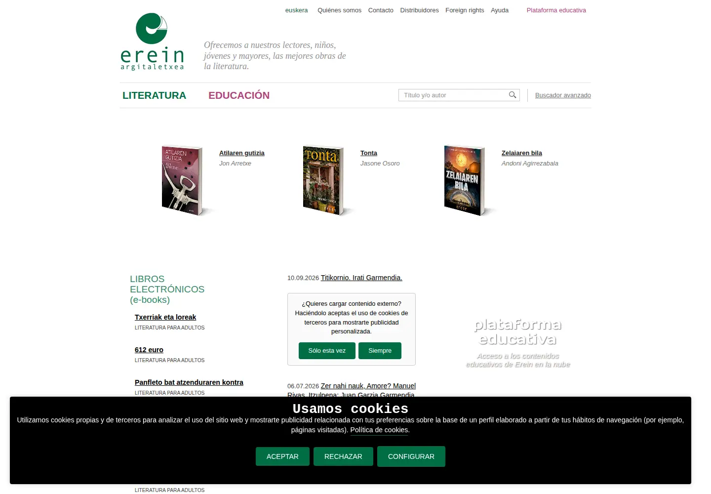 Screenshot of erein.eus