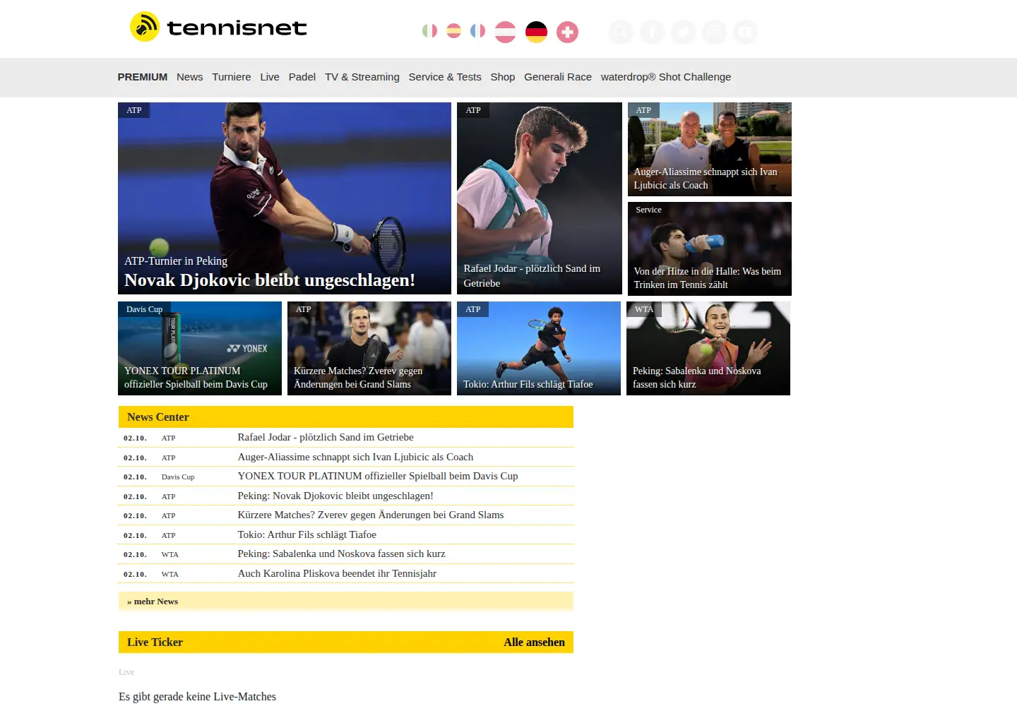 Screenshot of tennisnet.com