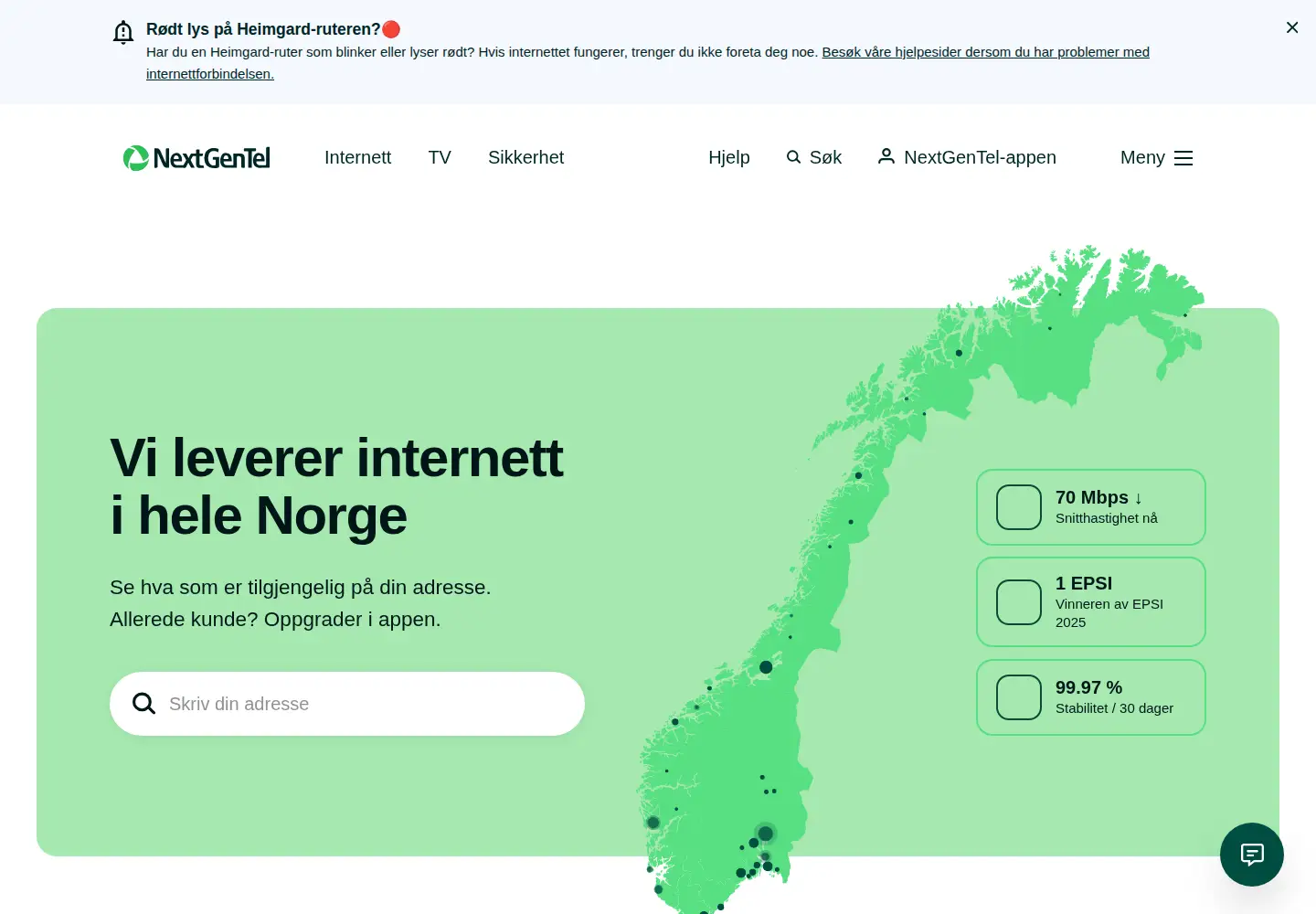 Screenshot of nextgentel.no