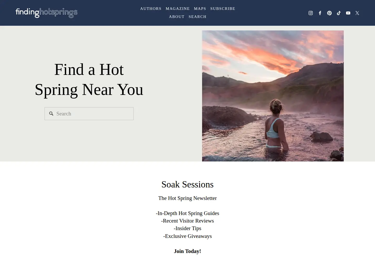 Screenshot of findinghotsprings.com