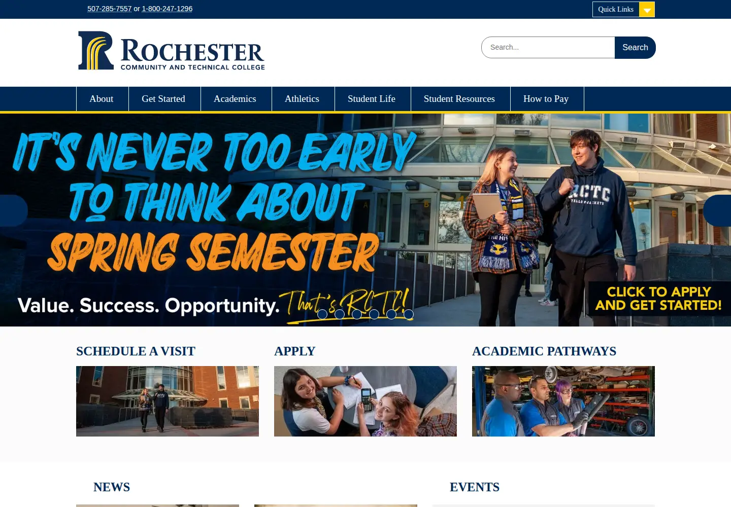 Screenshot of rctc.edu