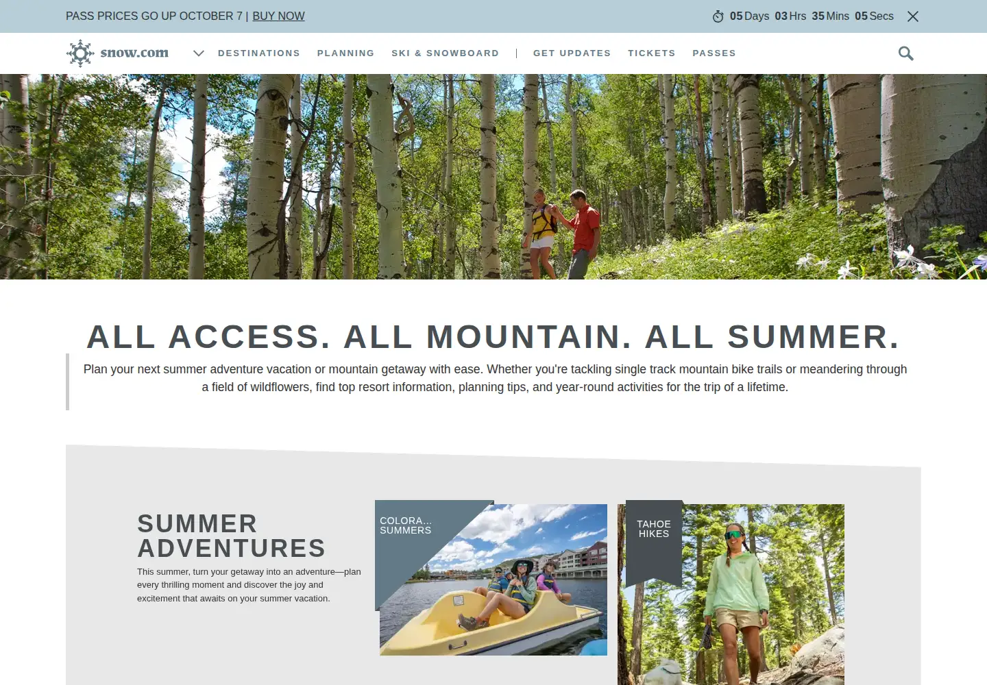 Captured homepage of snow.com in the current scan