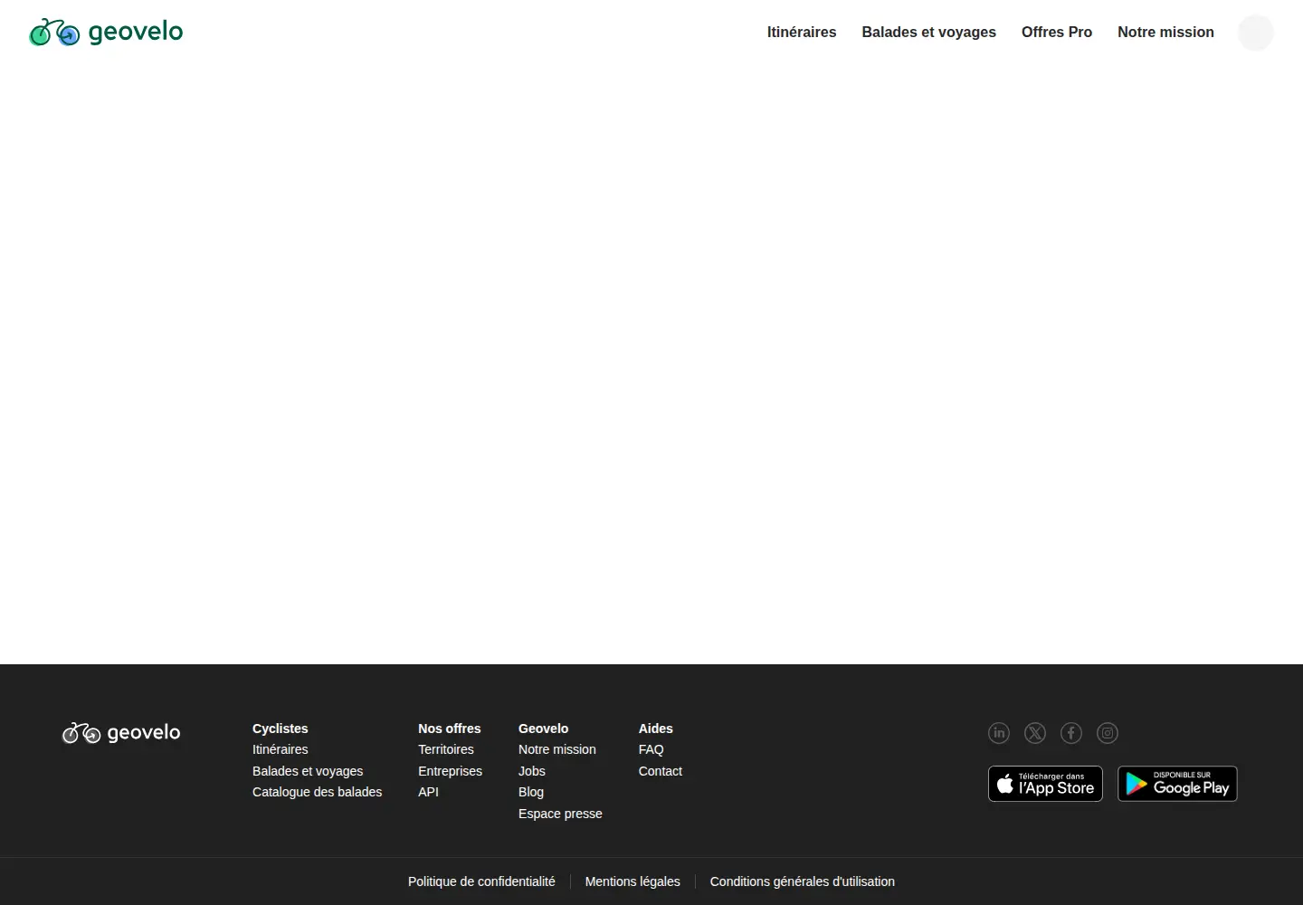 Screenshot of geovelo.app