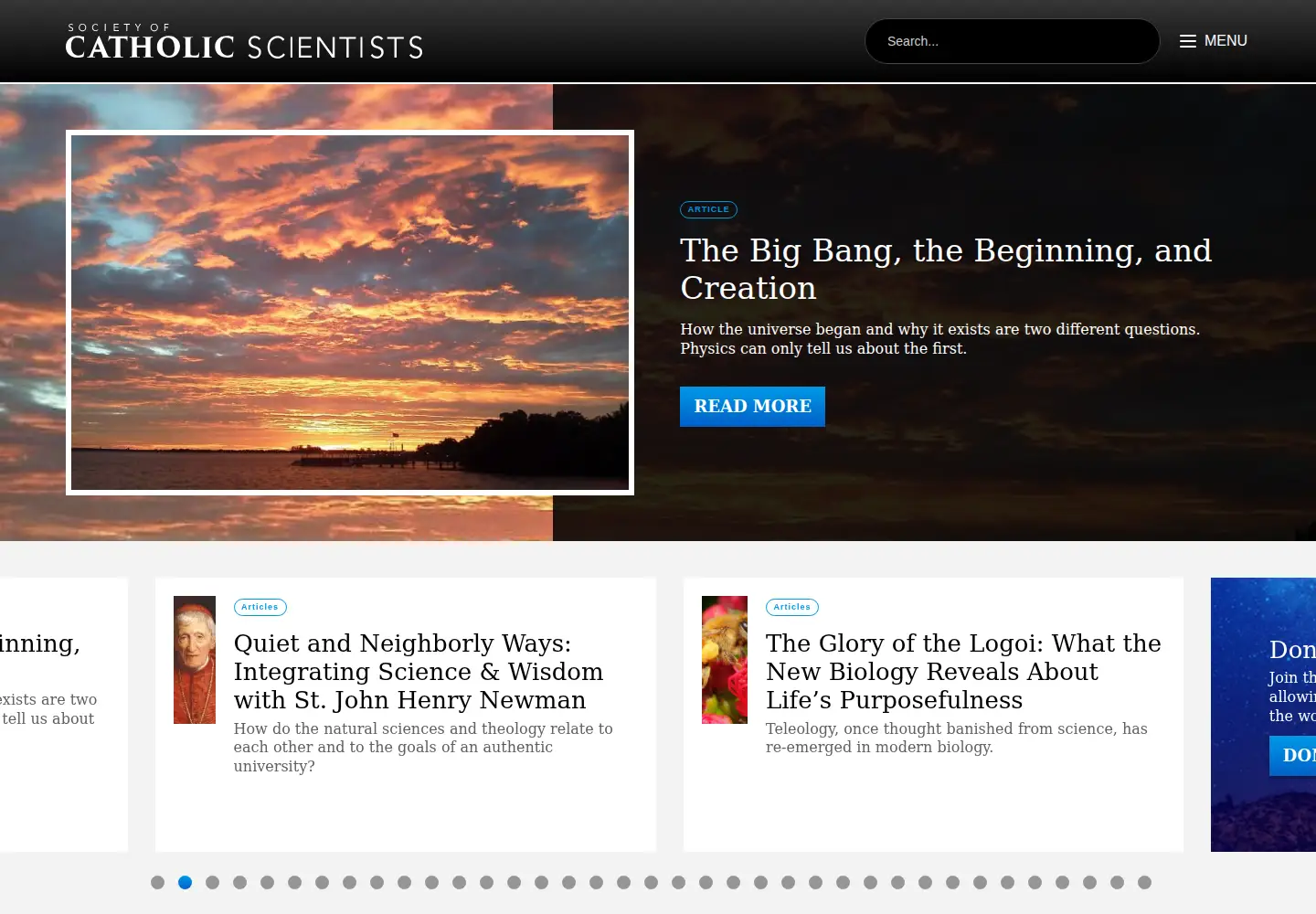 Captured homepage of catholicscientists.org in the current scan