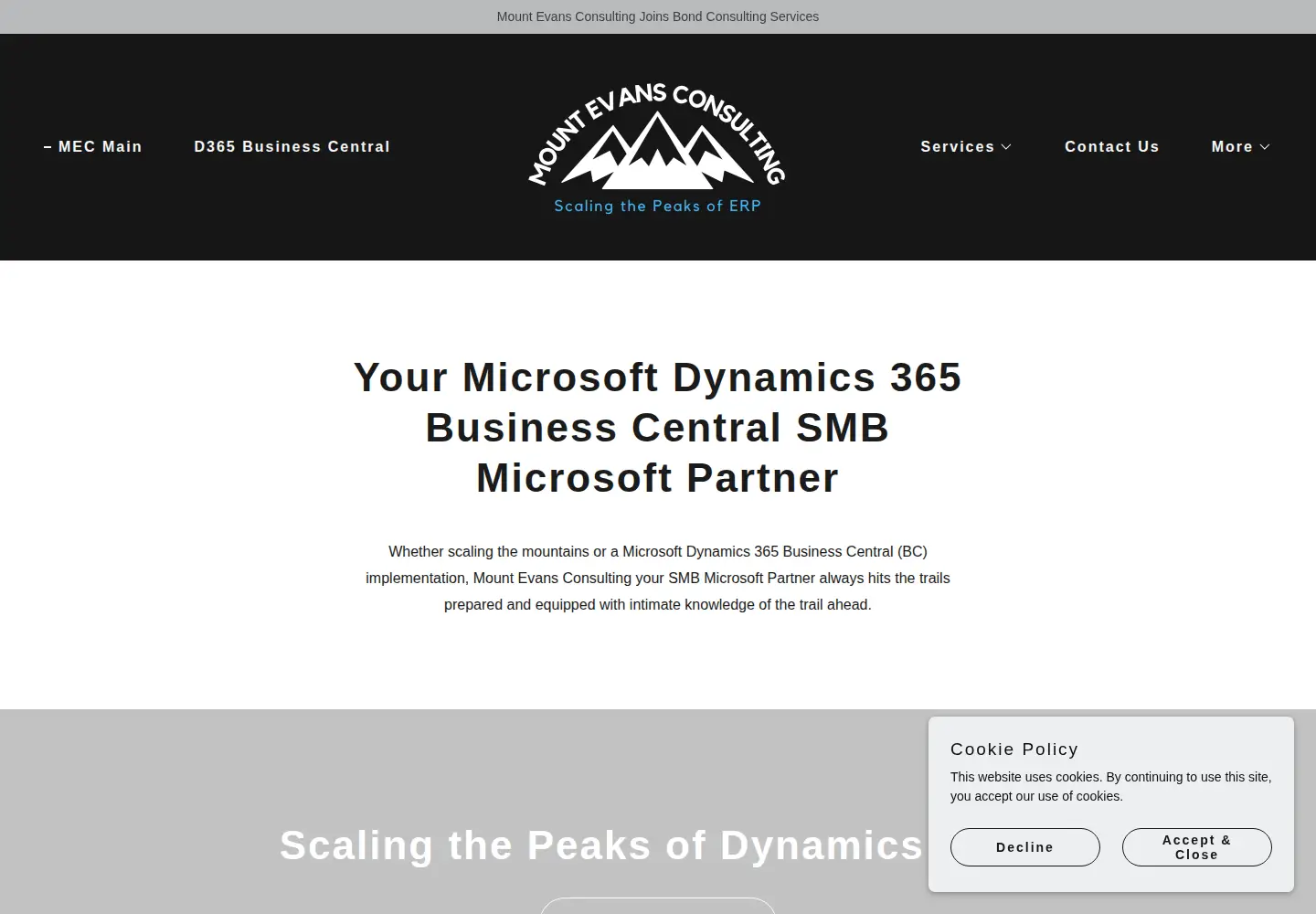 Captured homepage of mountevans.com in the current scan