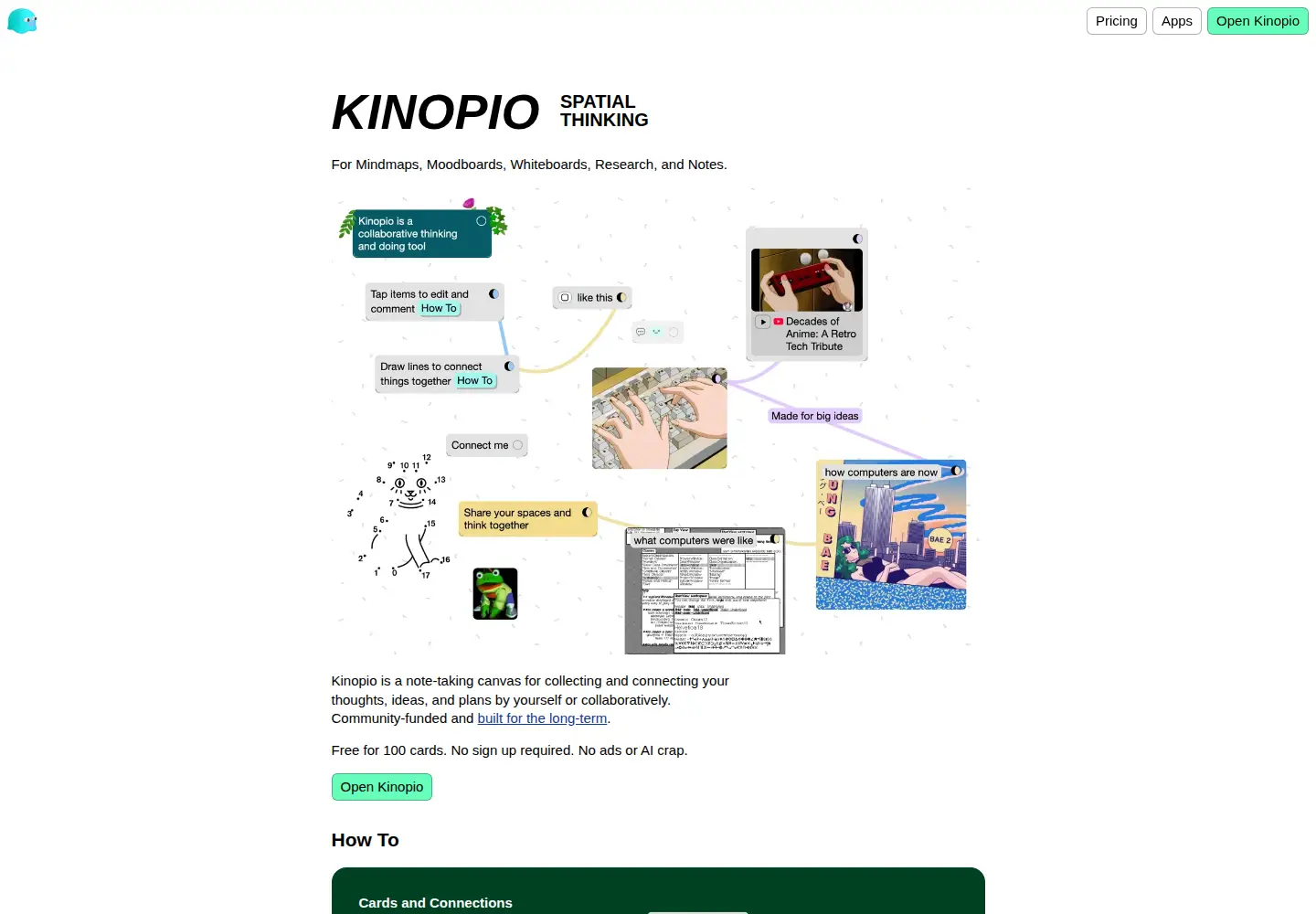 Captured homepage of kinopio.club in the current scan