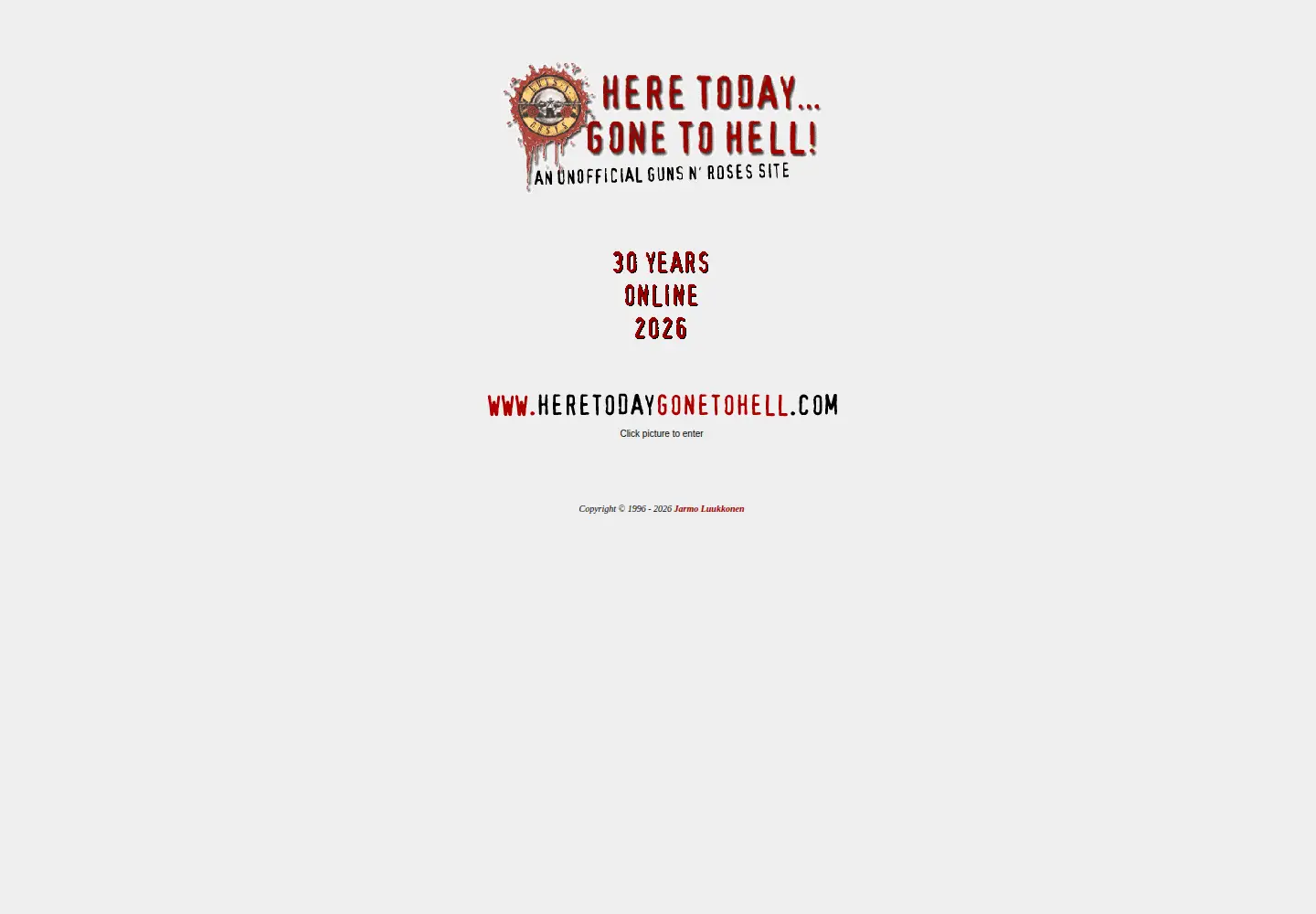 Captured homepage of heretodaygonetohell.com in the current scan