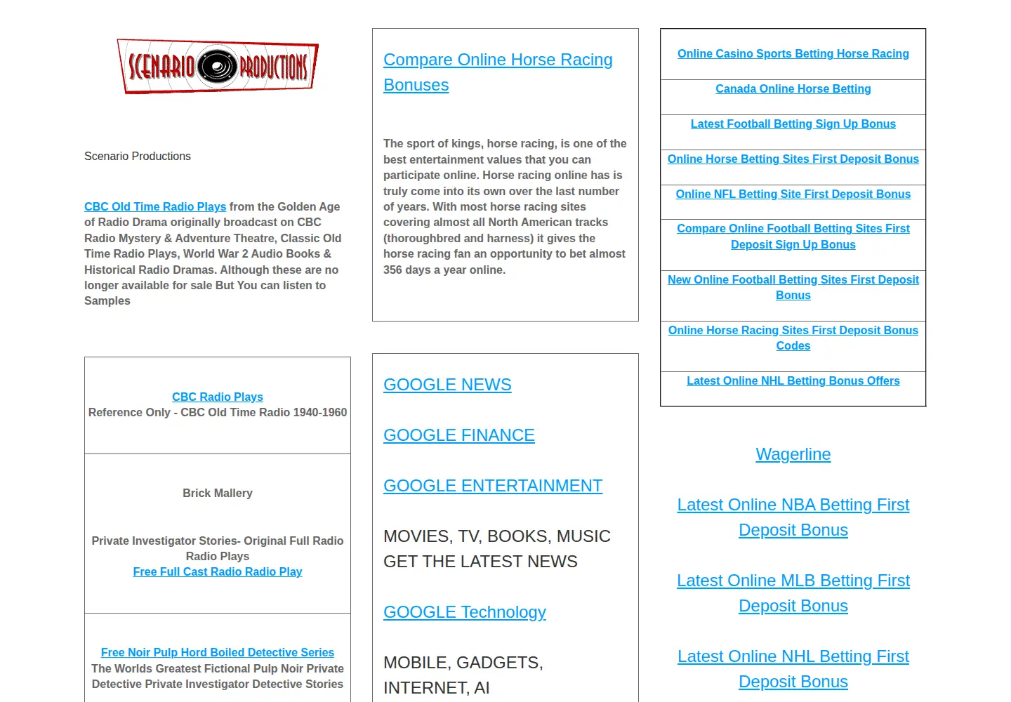Screenshot of scenarioproductions.com