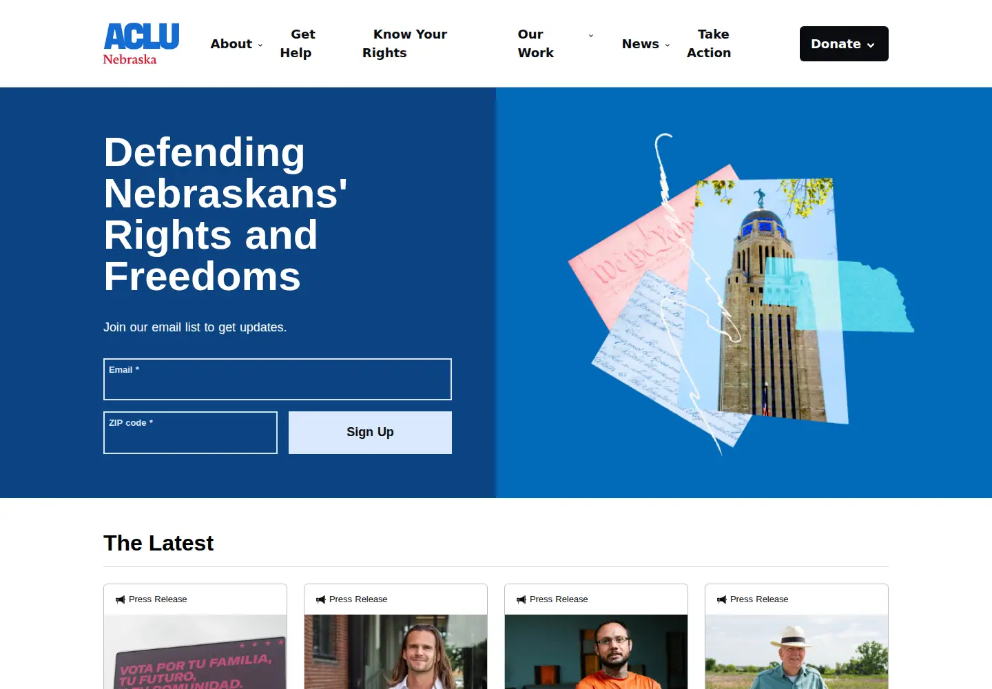 Screenshot of aclunebraska.org