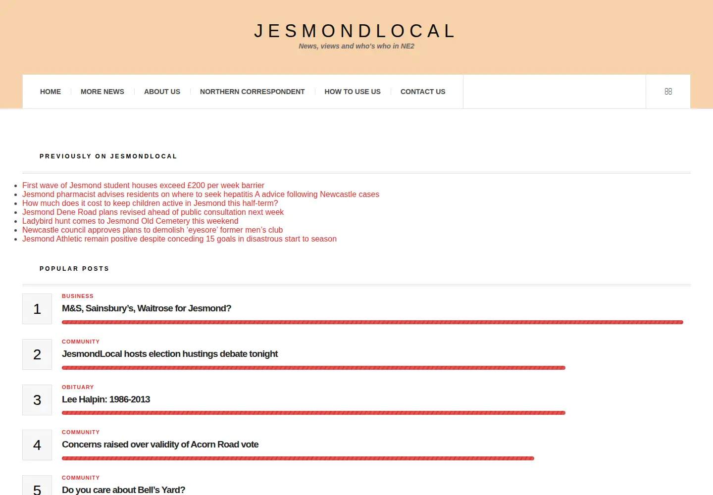 Screenshot of jesmondlocal.com