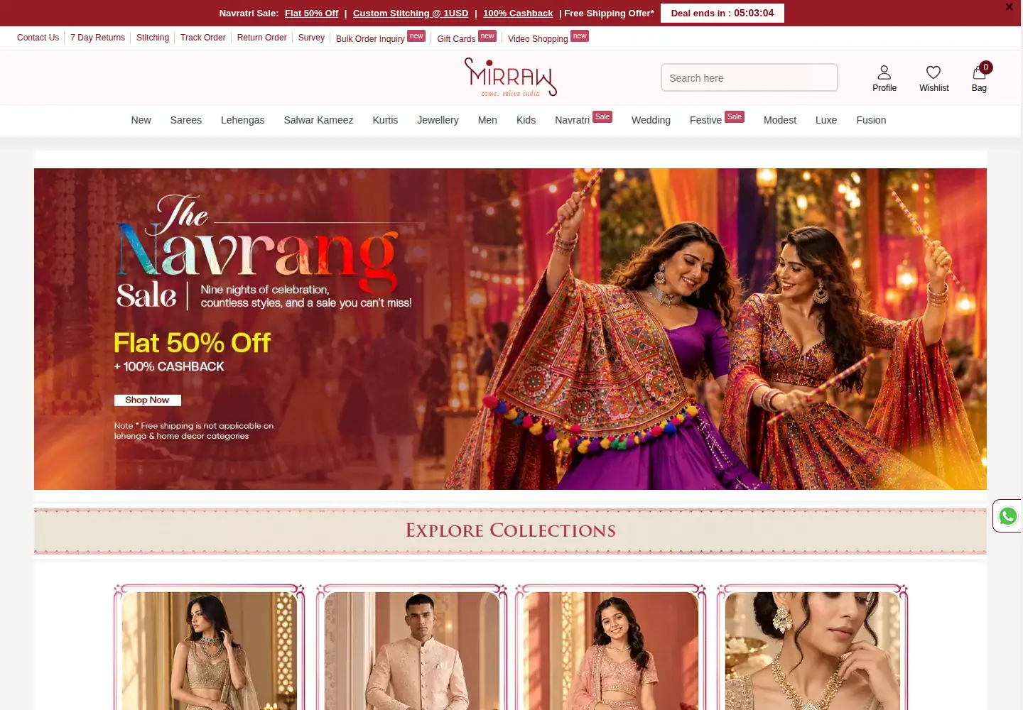 Screenshot of mirraw.com
