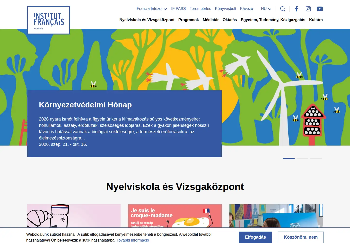 Captured homepage of franciaintezet.hu in the current scan